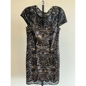 Decode Black Short Sleeve Sequined Formal Dress Size 2 #35679
